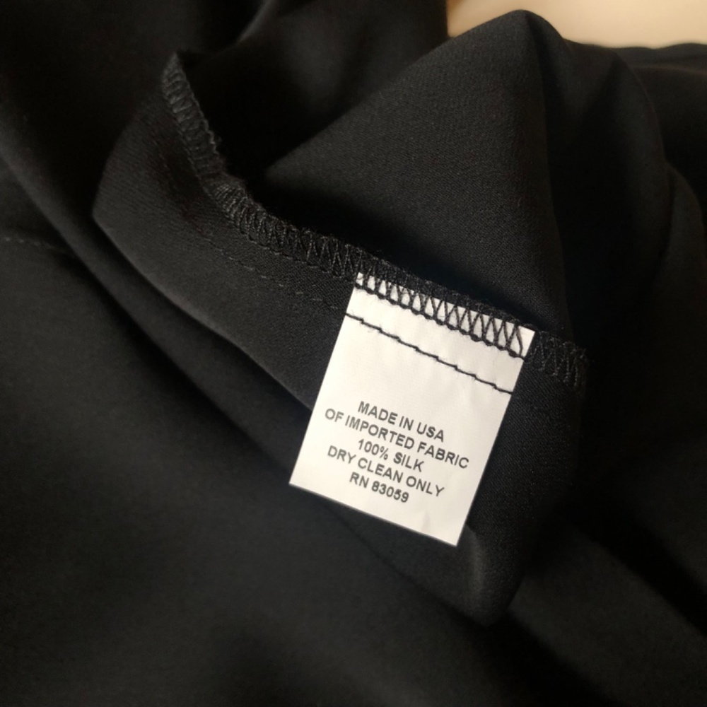 NWT, Black Silk Button Down Blouse - Picture 5 of 9